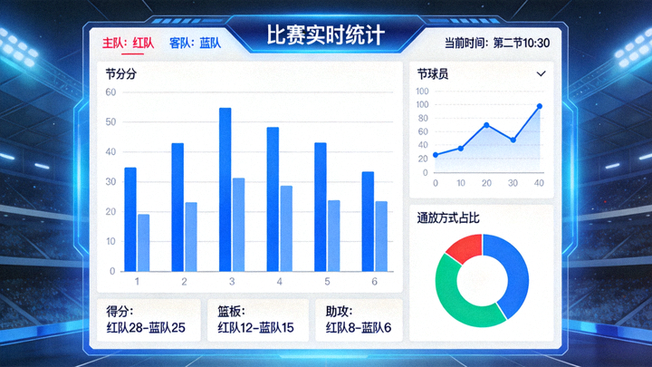 体育数据可视化图表与比赛统计面板